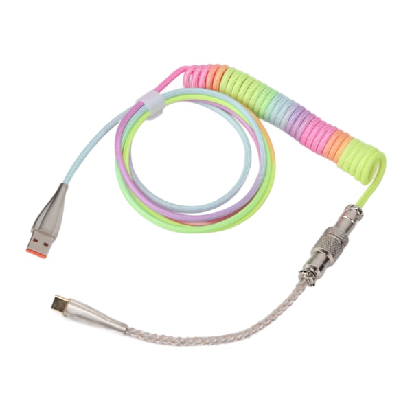 Speltangentbord Kabel Gradient Färg RGB Luminous Anpassad Mekanisk Tangentbord Retractable USB C Spiralfjäder Kabel Typ 2