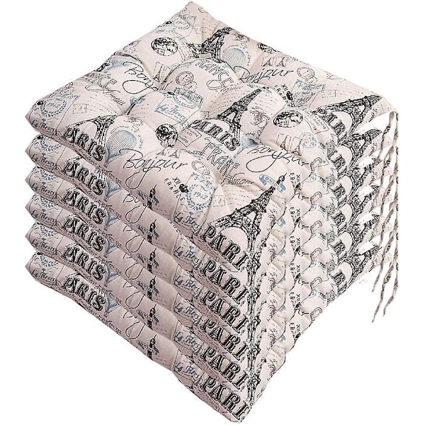 Sett med 6 stolputer 40x40, dekorativ pute, stolpute, hageputer, polyester (D)