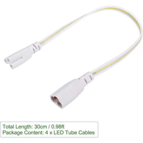 LED-röranslutningskabel 30CM Han till Hona Dubbeländad Förlängningssladd för Integrerat LED-rör, 5-pack