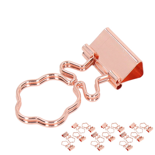 15 st roséguld-klämmor med stark klämkraft, små metallklämmor för kontor, skola, näckros