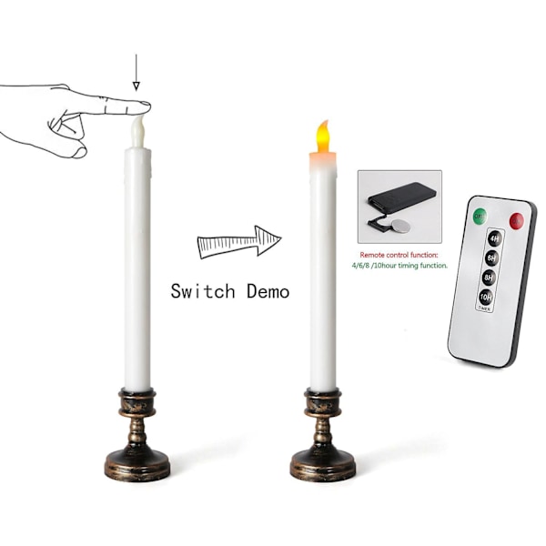 Flamlösa LED-ljus Elektroniska ljus med avtagbar ljusstake Set om 8