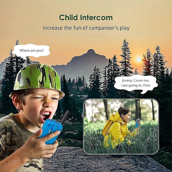 Walkie Talkies 2-pack, Talkies för barn 8 kanaler 2-vägs radioleksak med bakgrundsbelyst LCD-ficklampa, 4,8 km räckvidd för barn utomhusäventyr camping Biki