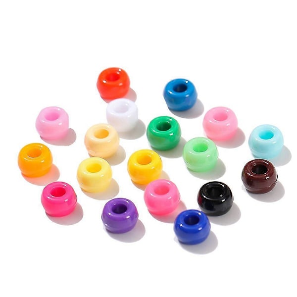 100 stk. Flerfargede akrylperler med stort hull 9 mm for håndverk, barnesmykker, armbånd, halskjeder, rosa