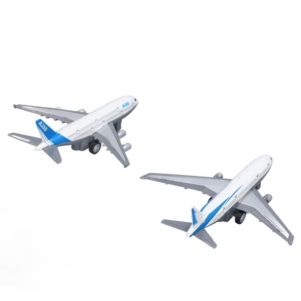2 stk. flymodel simulering legeringsmodel legetøjssæt bærbart træk-tilbage luftfartsflymodel legetøjsdekoration