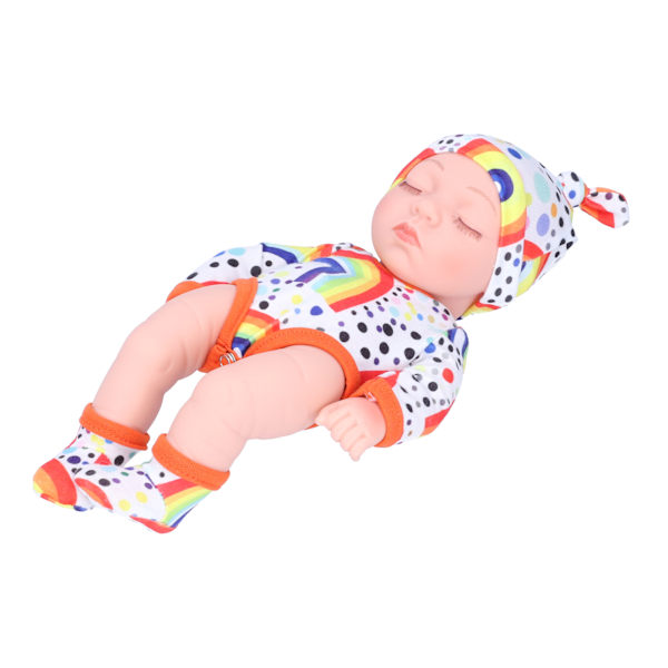 Simulerad vinyl söt docka Reborn babydocka barn födelsedagspresent med färgglada kläder 25cmQ10‑025