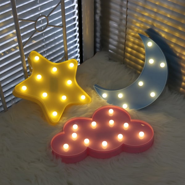 Dekorative LED Crescent Moon Star Cloud Night Lights til børn og voksne A A