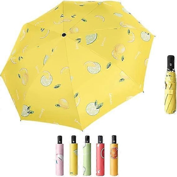 Anti UV Paraply, Automatisk Paraply med 9-Ribbers Robust Design, Kompakt & Bærbar Flere Farver A Style