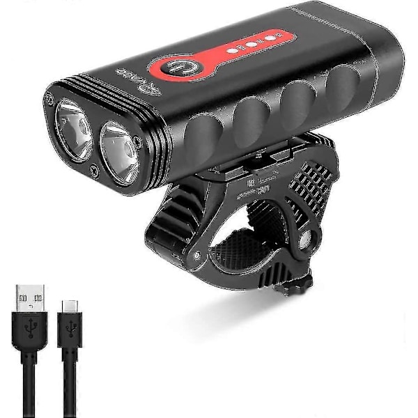 Sykkellys, Kraftig 2400 Lumen, 4400mah, Sykkellys Frontlys USB Oppladbar LED Frontlykt Lampe, 4 Lysmoduser, Vanntett IP65 For Camping