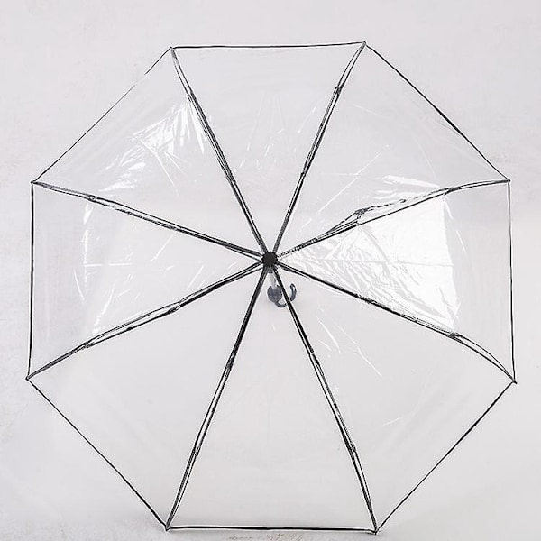Automatisk Transparent Foldbar Paraply med Tykkere Poe Fiberramme