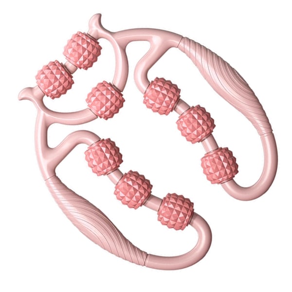 Pyöreät jalkaklemmit 360 astetta 9 pyörää lihasrulla hieroja jalalle, niskalle, kädelle ja käsivarrelle lihasten rentouttamiseen valkoinen persikka vaaleanpunainen