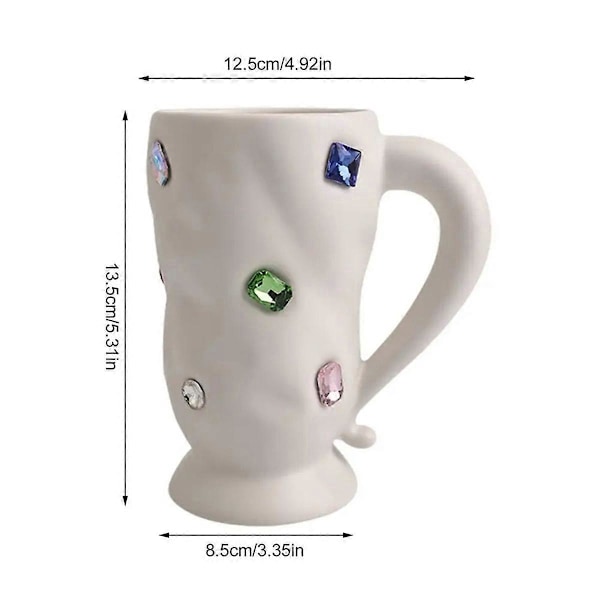 Kristallkaffemuggar Nyhet Färgglad Ädelsten Vit Keramisk Mugg