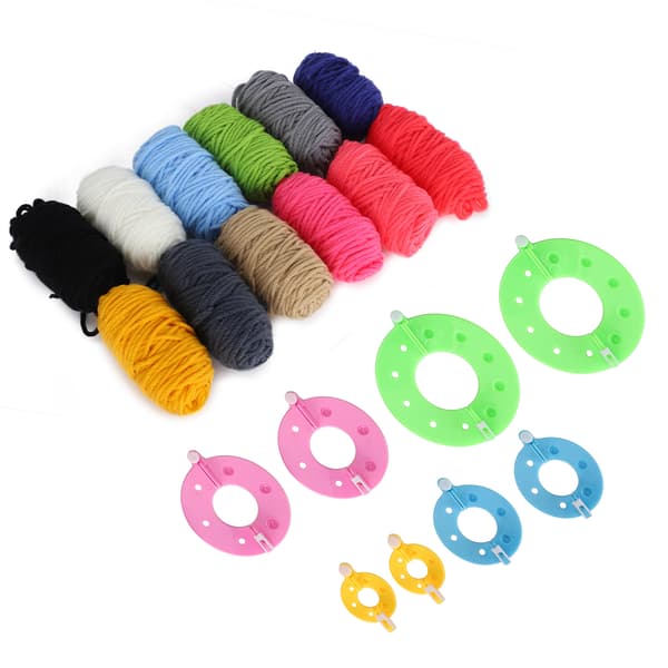 Pompom Maker Kits Färgglada Fluffbollsvävare DIY Ullgarn Stickning Hantverkspresenter