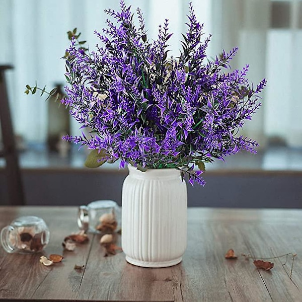 1 stk Kunstig Lavendelblomster, Kunstig Blomsterbukett Dekor, Kunstige Planter for Innendørs Utendørs Bryllup Hagedekorasjon - Lilla 36cm