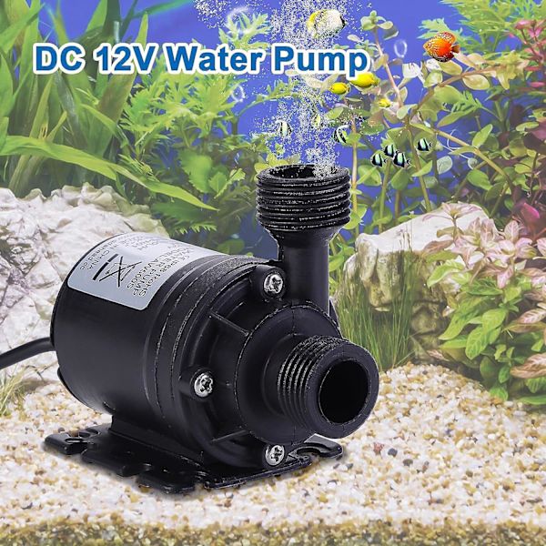 12V DC dränkbar vattenpump - 800L/h, 5m lyft - Idealisk för damm, akvarium, solfontän, poolcirkulation