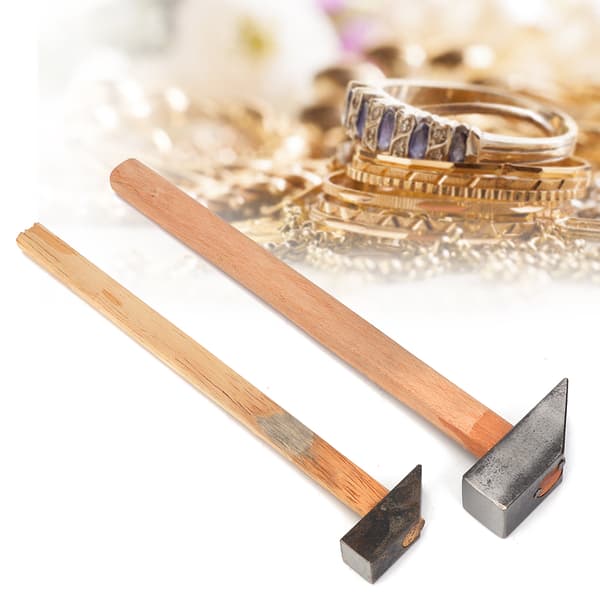 2 stk. Hammer med træskaft, jernhammer til smykkefremstilling, reparation og bearbejdning