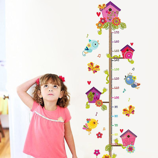 Et sæt insektblomst vægklistermærker målevækstdiagram vægklistermærke til baby børneværelse stue vægdekoration