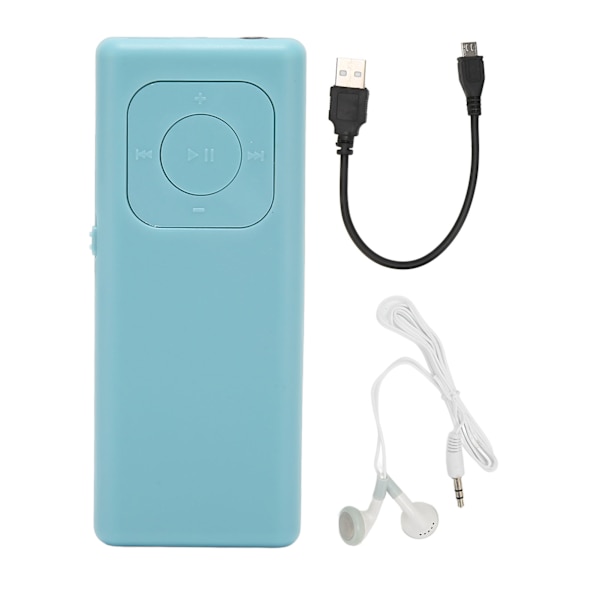 MP3-spelare Förlustfritt ljudstöd 64G-minneskort Bärbar minimusikspelare för studier Arbete Avslappning Blå