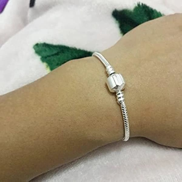 Original Sterling Silver Snake Chain DIY Charm Pandora Armband för Kvinnor Present Silversmycken, SD
