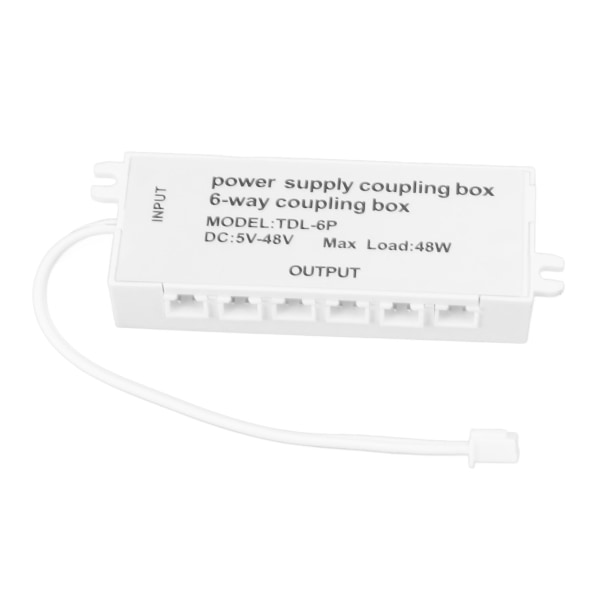 6-vejs koblingsboks XH2.5-port 48W 5-48V Plug and Play strømforsyningsfordelingsboks til LED-lys