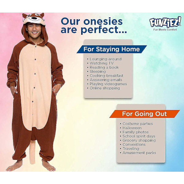 Funziez Aikuisten Eläin- ja Merieläin Pehmo Cosplay-asu - Halloween-asu Miehille ja Naisille X-Large Chipmunk