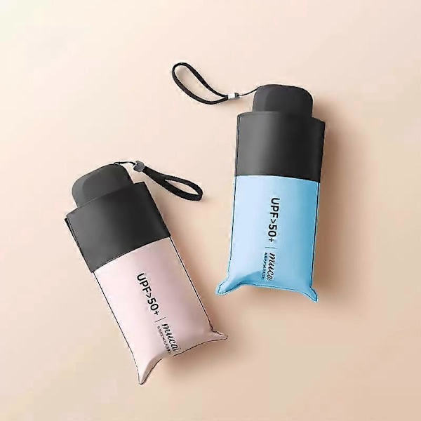 Foldbar Paraply Bærbar Lomme Paraply Solbeskyttelse Anti-UV Vandtæt Ultralet Kompakt Parasol Rejse Mini Paraply til Mænd Kvinder Børn