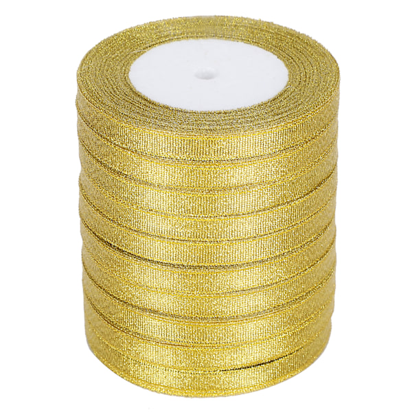 10 st 25 meter/rulle gyllene band DIY rosett hantverk jul bröllopstårta bandage 1CM