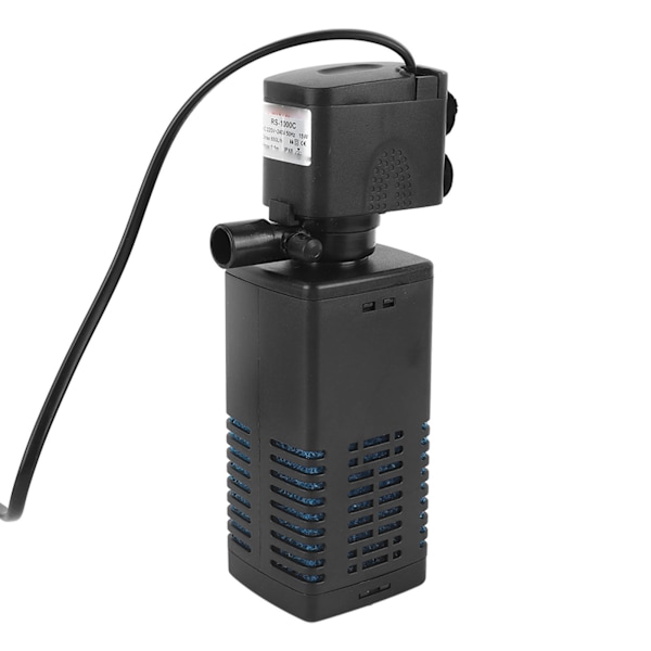 Akvarie nedsenkbar pumpe multifunksjonell effektiv 3 i 1 oksygenering fisketankfilterpumpe EU-plugg 220‑240V