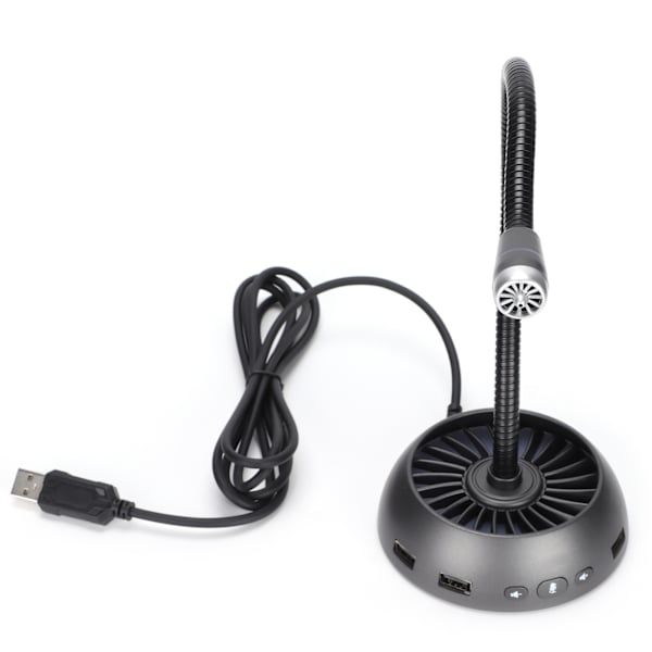 HXSJ USB-mikrofon med klar lydkvalitet, MIC-driverfri HUB-dockingstation, stemmerør til spilchatkonferencer