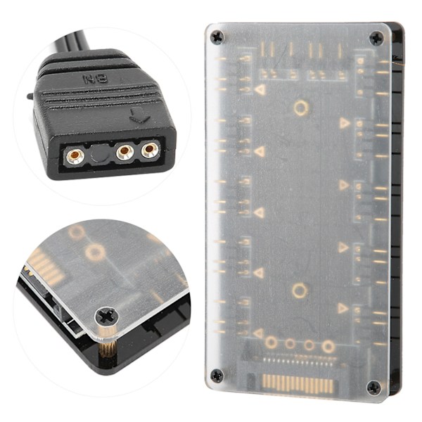 Fan Hub Splitter til ASUS/MSI AURA Motherboard RGB 5V 3‑Pin 10‑i‑1 Interface Udvidelse