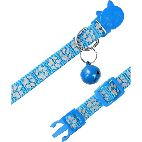 Katt Anti-Stryp Halsband, 2 st Justerbara Reflexhalsband för Kattunge Valp med Klocka och Säkerhetsspänne, 19-32cm Ljusblå