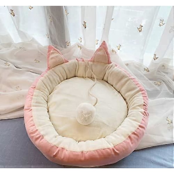 Kissansänky Kissaa rauhoittava sänky Kissalle nukkumasänky kissan pom-lelulla Irrotettavat pestävät pörröiset kissansängyt sisäkissoille - Pinkki