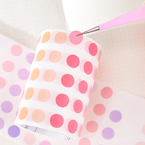 60mm 3m Längd Pricketiketter Tejp Runda Kodningsetiketter Tejp för Dagböcker Scrapbooking