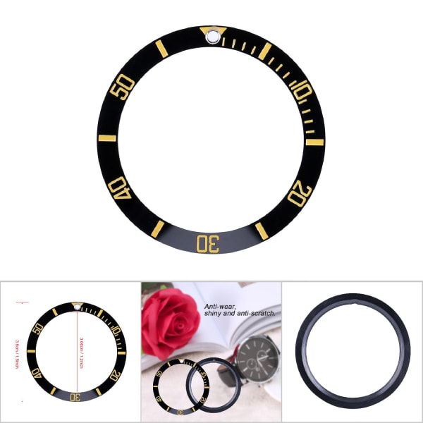 Ny keramisk watch Armbandsur Bezel Insert Loop Ersättningsdelar (guld)