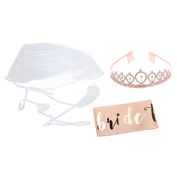 Brud til at være Sash Set med Slør Tiara Mode Elegant Stil Eye Catching Bridal Sash til Bridal Shower Party Rose Gold