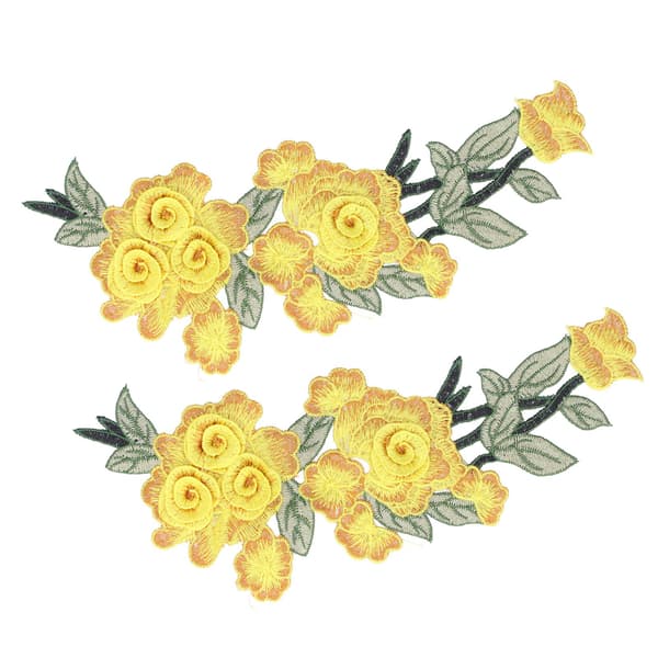 Broderte lapper Blomst Bomull Miljøvern Unike DIY-klestilbehør for vester Hatter Gul