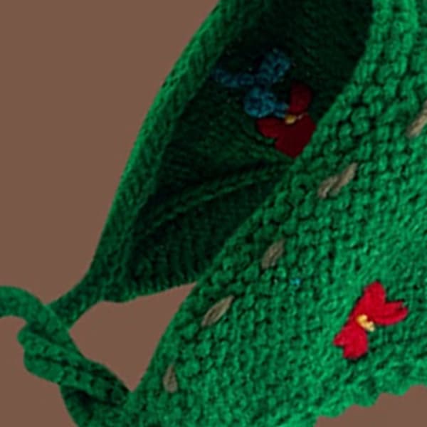 Strikket Ørehat Varmer Retro Håndlavet Efterår Vinter Ins Stil Søde Kvindelige Accessories Grøn M(56-58cm)