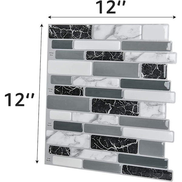 Selvklebende veggfliser for kjøkken, 12\"x12\", (10 fliser)