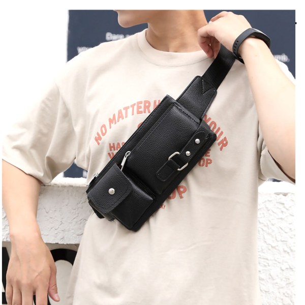 Pieni rintalaukku Monikäyttöinen isokokoinen matkapuhelinlaukku Casual miesten olkalaukku, musta pieni