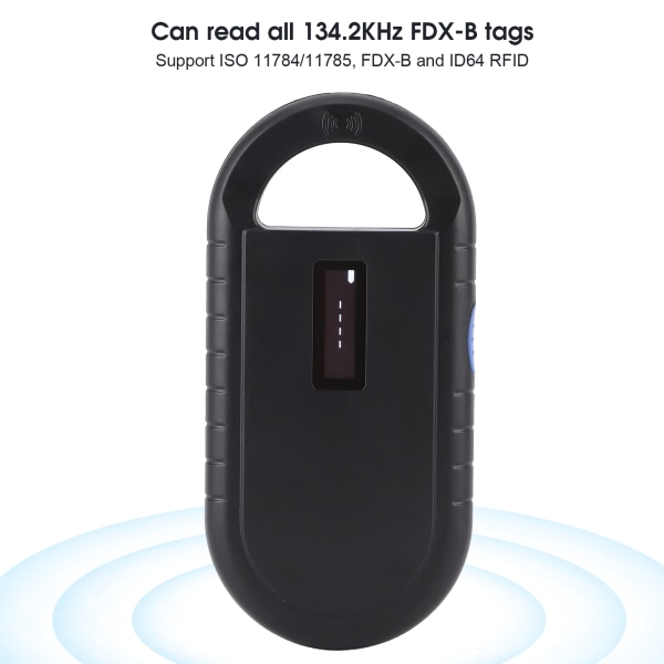 134,2KHZ RFID-chipläsare för ISO11784 5 FDXB ID64 bärbar USB uppladdningsbar handhållen enhet