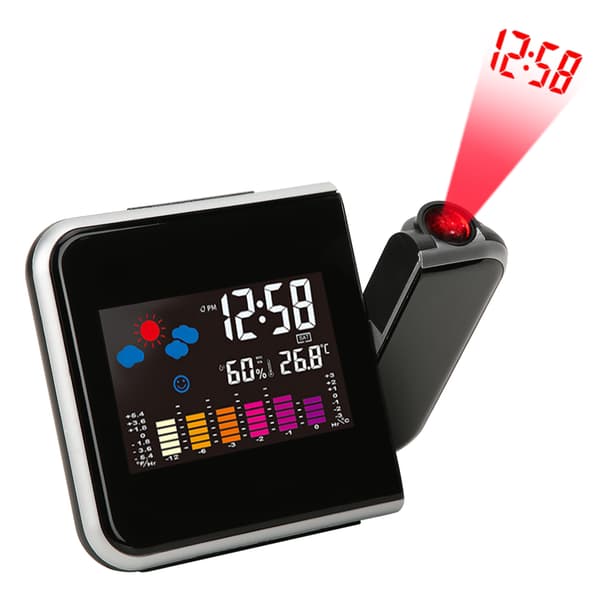 Multifunktionell LCD-färgskärm Elektronisk väckarklocka Projektion Väderklocka