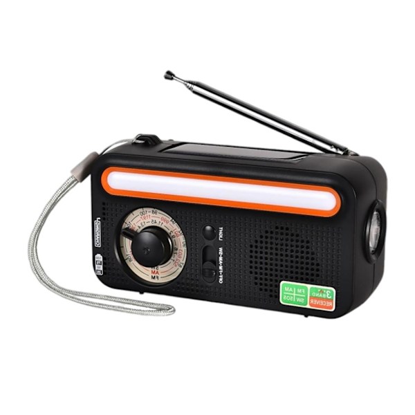 Bärbar Solar Handvev Radio AM FM WB Multiband Dynamo Radio med 2000 mAh Power Bank SOS-larmfunktion för campingresor i nödsituation