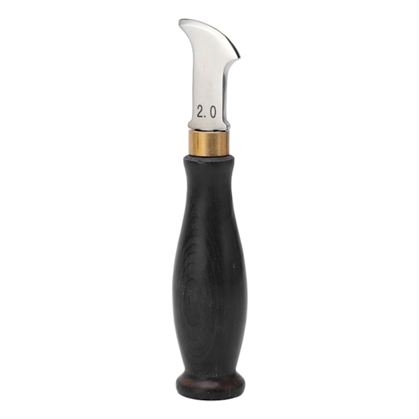 Lærskjærer Ergonomisk design 304 Rustfritt stål Sandeltrehåndtak Speilpolert Lærstrimlekutter 2,0 mm