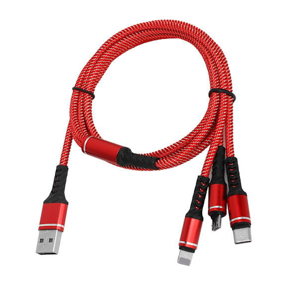 3 in 1 Multi latauskaapeli 3A datakaapeli Type‑C/for IOS/Micro USB liittimellä 1.2MRed