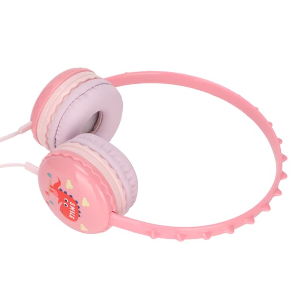 Kablet hodetelefon for barn 3,5 mm jack stereo justerbart hodebånd Søt barn dinosaur headset for PC-nettbrett Rosa