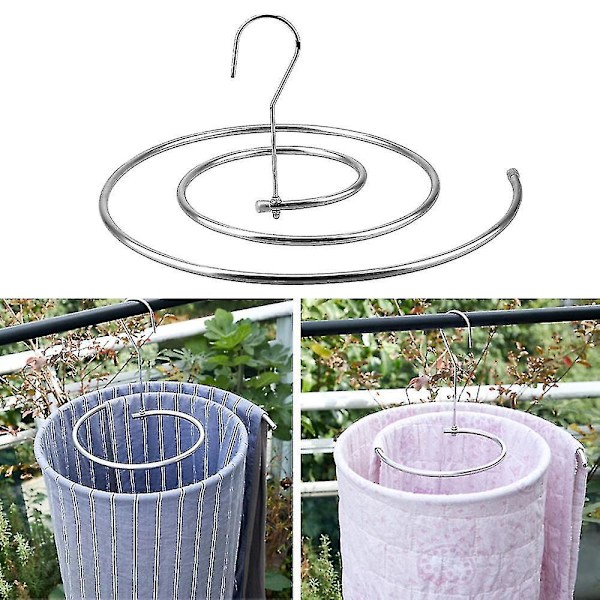 Rostfritt stål roterande spiral täcke galge - Set om 2 vita
