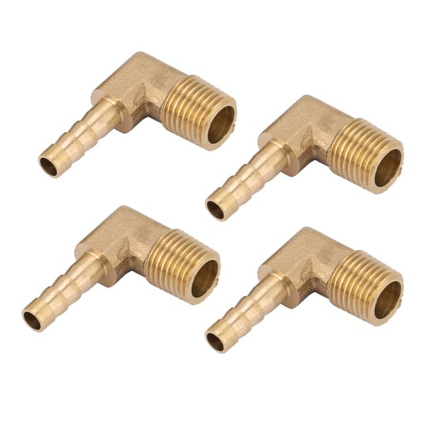 4 stk. Messing Han Gevind Albue Slangehale Barb Connector Fitting G1/4\" 6mm