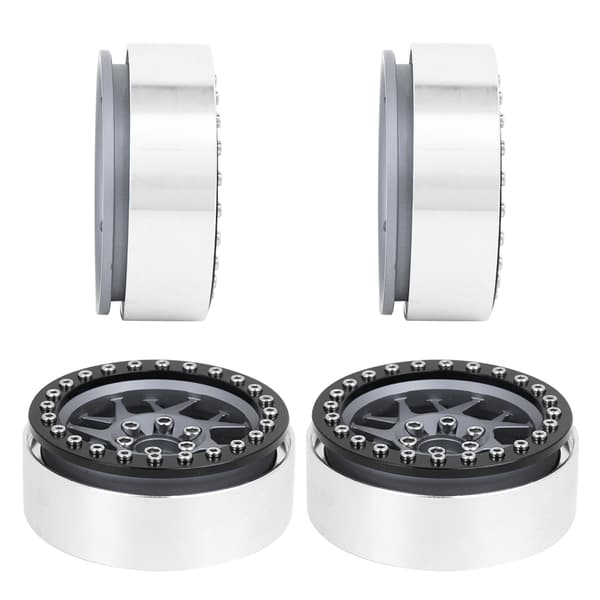 4 stk. 2,2 tommer aluminiumslegering hjulnav opgraderingsdele passer til SCX10 TRX4 1/10 RC bil sort + titanium