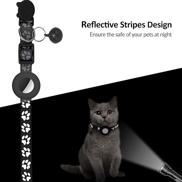 Reflekterande katthalsband för flickor, katter, valpar (Svart)