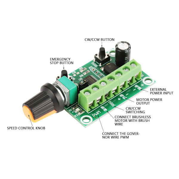6-30V DC Børsteløs Motor Pulsbredde PWM Hastighetsregulator Bryter