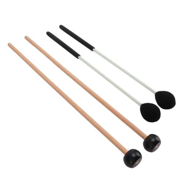 Marimba Klubba Set 1 Par Medium Hårt Garnhuvud + 1 Par Gummiklubbor för Slagverk
